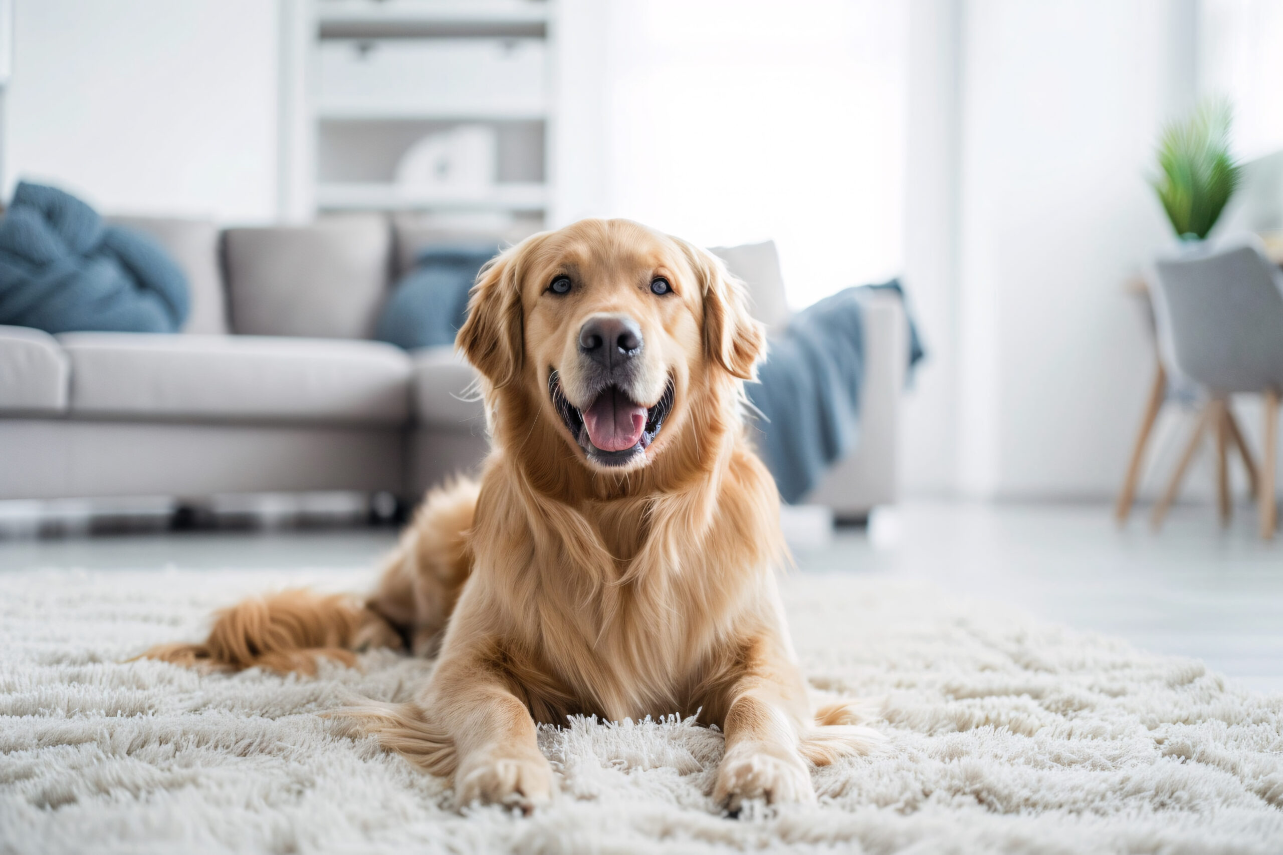 dog lying on a rug