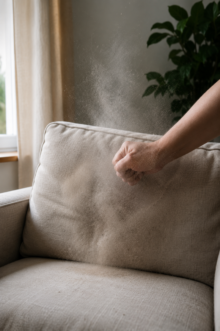 dust from upholstery