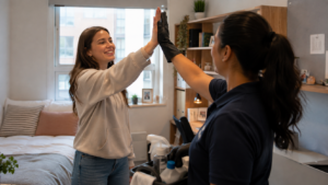 High-Five in a Cozy Apartment