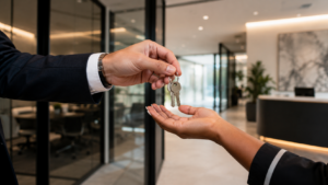 Professional Key Handoff in Modern Office