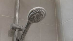 Soap-Covered Chrome Showerhead