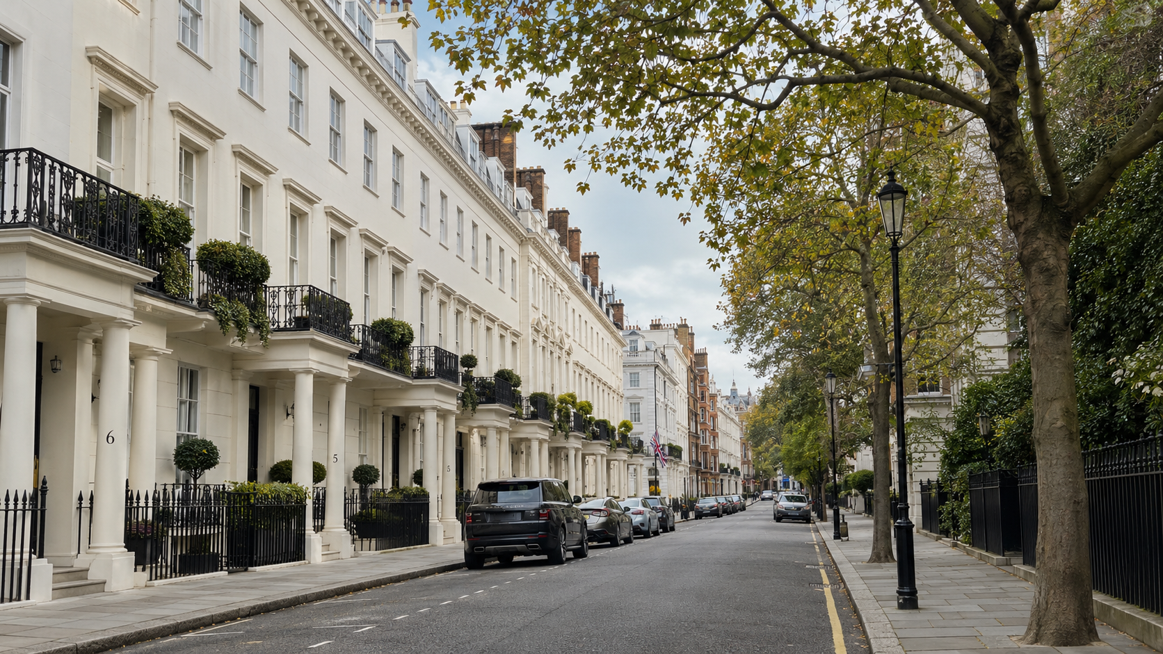 Elegant London Terraces in Early Autumn